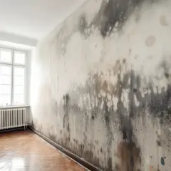 Grzyb w domu objawy zdrowotne: ściana pokryta pleśnią, groźna dla zdrowia.