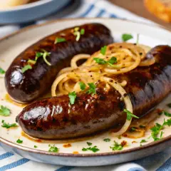 Kaszanka z cebulką i natką pietruszki. Czy kaszanka a cukrzyca to dobry wybór? Zależy od składników i ilości.
