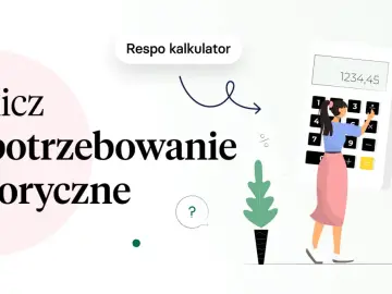 Oblicz zapotrzebowanie kaloryczne dla mężczyzny z Respo kalkulatorem. Grafika przedstawia kobietę korzystającą z kalkulatora.