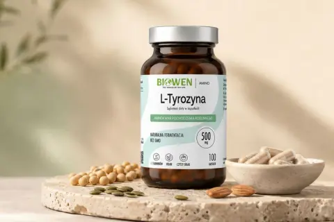 L-Tyrozyna 500 mg w kapsułkach, naturalna fermentacja. Sprawdź l tyrozyna dawkowanie dla wegan.