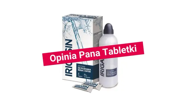 Zestaw do płukania nosa i zatok Irigasin. Pan Tabletki twierdzi, że po płukaniu zatok nic nie wylatuje, ale produkt jest skuteczny.