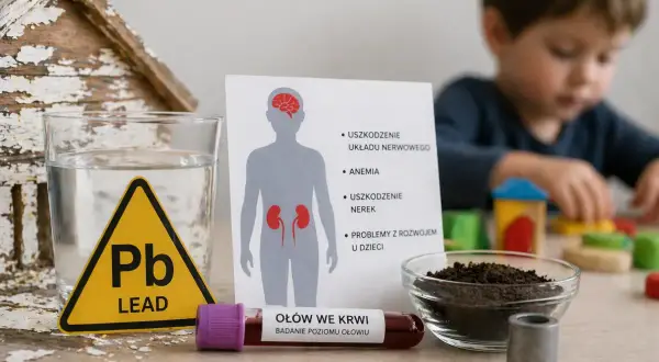 Ołowica objawy: uszkodzenie układu nerwowego, anemia, nerek, problemy z rozwojem u dzieci. Badanie poziomu ołowiu we krwi.