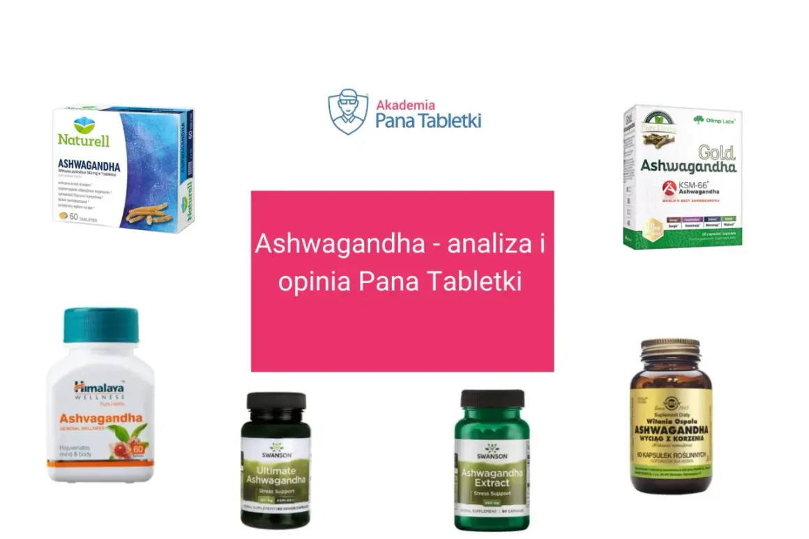 Różne suplementy z ashwagandhą, analizowane przez Pana Tabletki. Od ilu lat ashwagandha jest popularna?