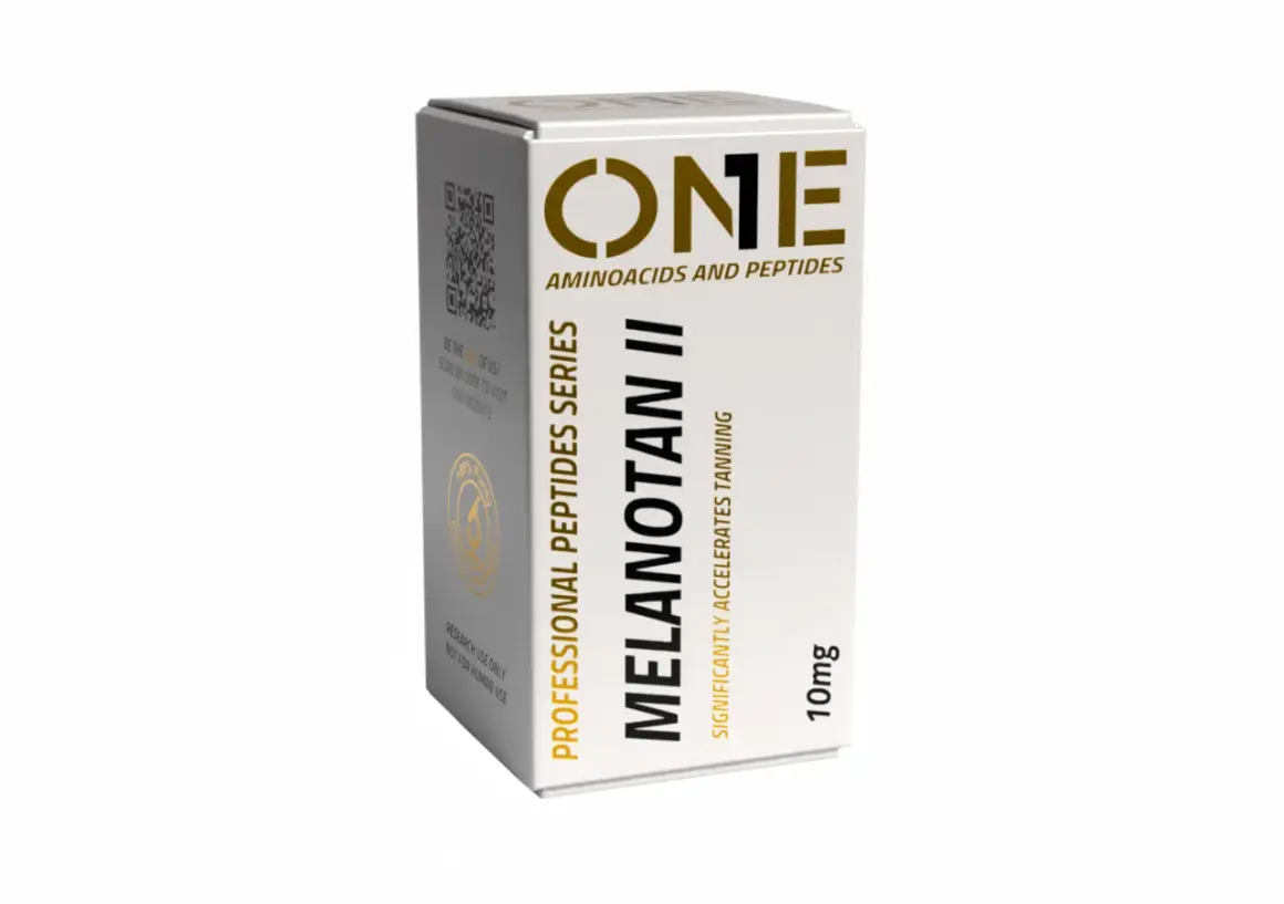 Opakowanie Melanotan II, 10mg. Informacje o produkcie i ostrzeżenia o potencjalnych melanotan 2 skutki uboczne.