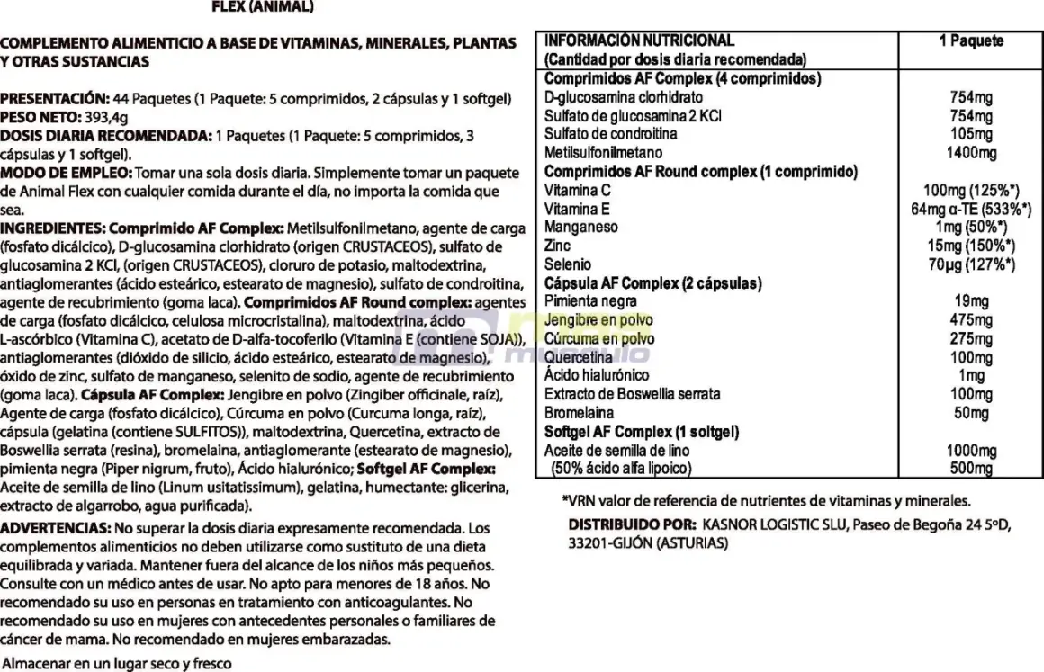 Suplement Animal Flex wycofany z powodu braku danych o bezpieczeństwie dla dzieci i kobiet w ciąży.