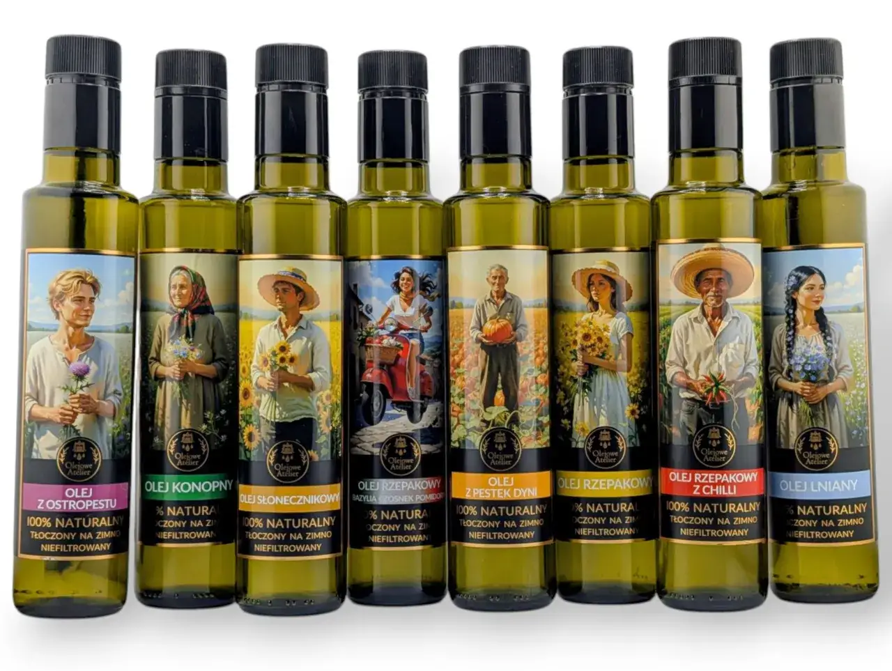 Olejowe Atelier prezentuje naturalne oleje tłoczone na zimno. Wybierając olej zamiast smalcu, stawiasz na zdrowie.