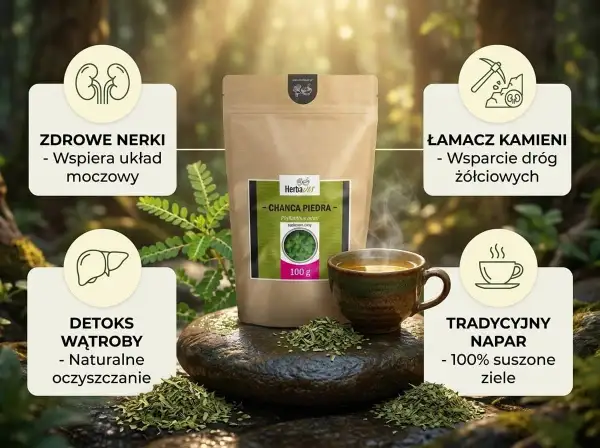 Chanca Piedra - zioło o właściwościach wspomagających nerki, wątrobę i drogi żółciowe. Idealne do tradycyjnego naparu.