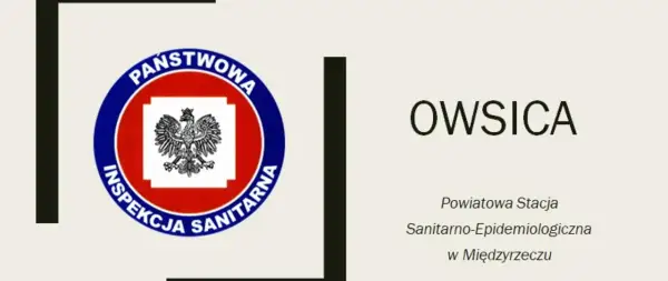 Owsica - czy owsiki są groźne? Logo Państwowej Inspekcji Sanitarnej i nazwa placówki.